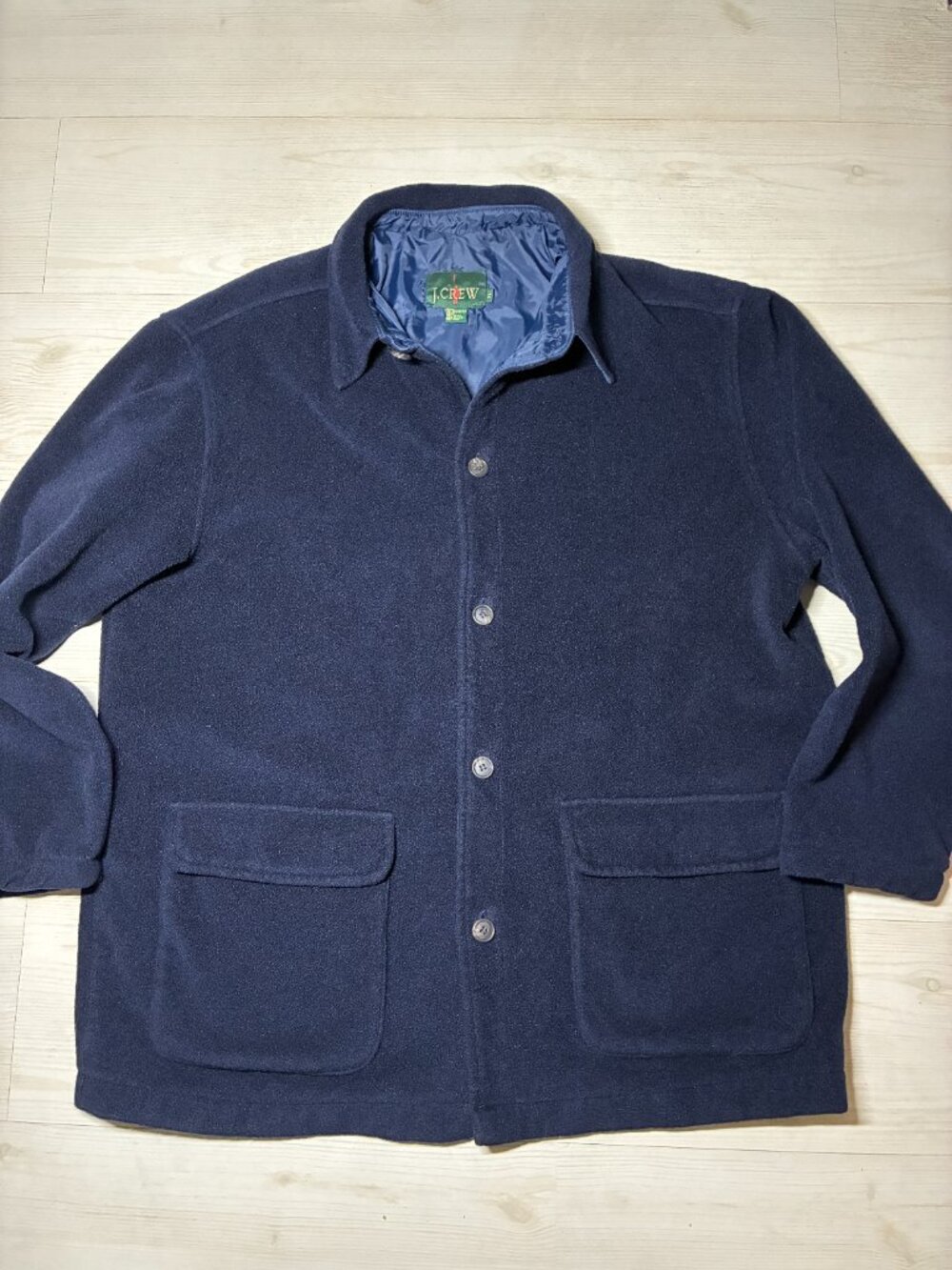 Vintage J.Crew "Oarsman" Fleece Barn Jacket / Chore Coat (Navy Blue, Size XL)